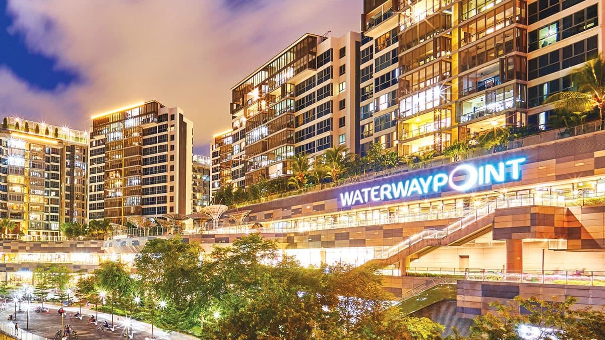 Waterway Point mall and the Punggol waterway, Punggol, Singapore